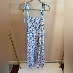 SHEIN Blue and White Smocked Dress